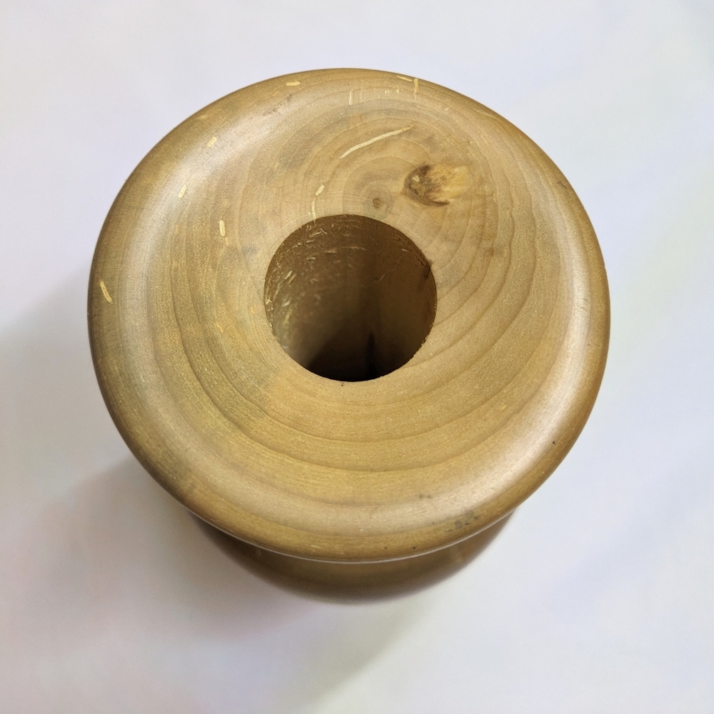 Aspen Wood Lathe-turned Vase, Unsigned, 7" Tall - Picture 4 of 5
